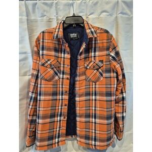 Monument Quilt Lined Flannel Shirt Jacket Men's Large Orange Plaid Shacket